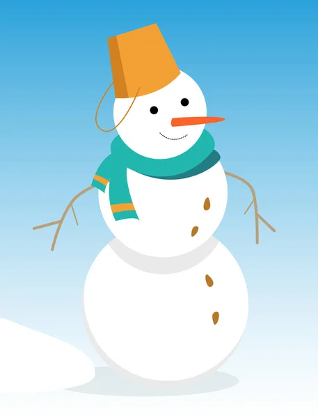 Leuke sneeuwpop. Kerstmis en Nieuwjaar. Vectorillustratie. — Stockvector