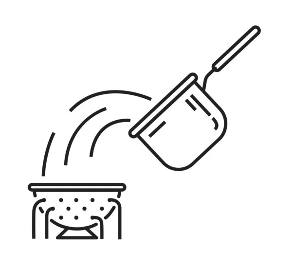Espaguetis en un icono del colador. Ilustración vectorial — Vector de stock
