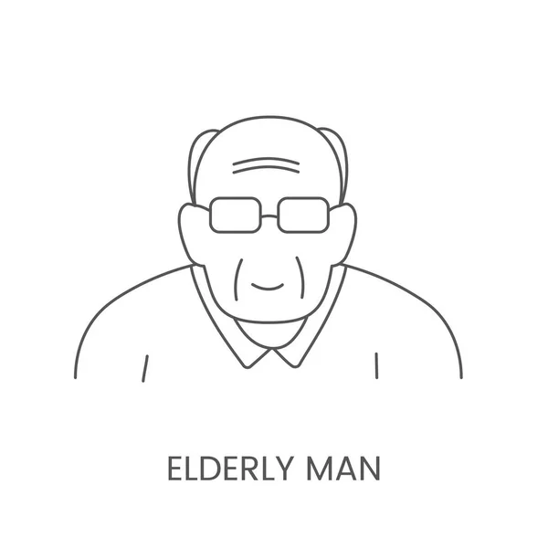 Elderly Man Vector Linear Icon Nursing Home — Vetor de Stock