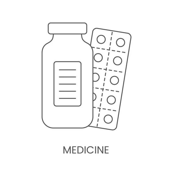 Vector Pill Icon Linear Illustration Medications — Διανυσματικό Αρχείο