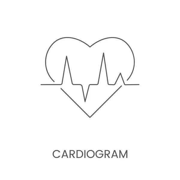 Cardiograma Icono Vector Lineal Con Corazón — Vector de stock