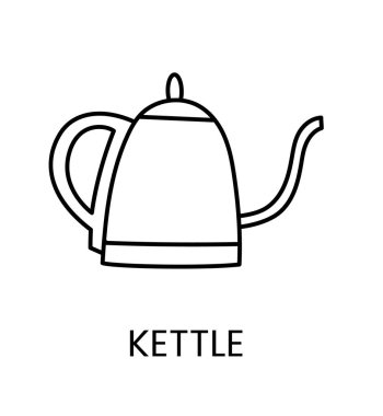 Simge kettle, doğrusal vektör çizimi