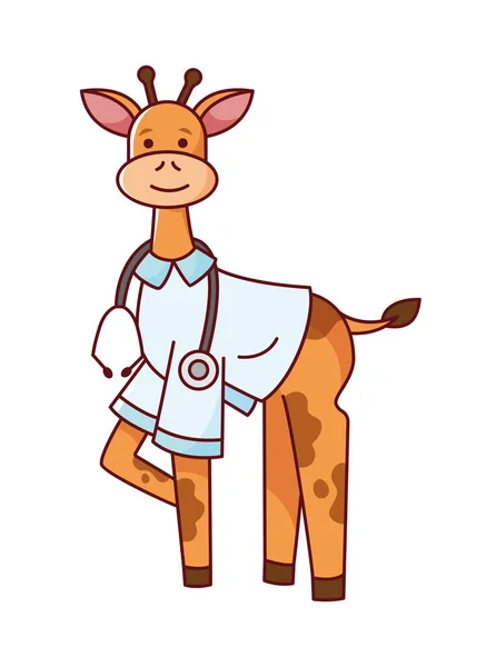 Cute Giraffe Doctor Vector African Animal — Archivo Imágenes Vectoriales