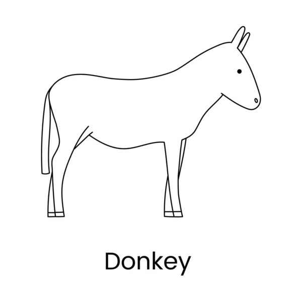 Donkey Vector Line Icon Illustration Farm Animal — Stockvektor