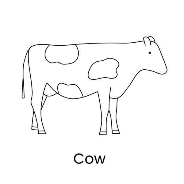 Cow Vector Line Icon Illustration Farm Animal — Vector de stock