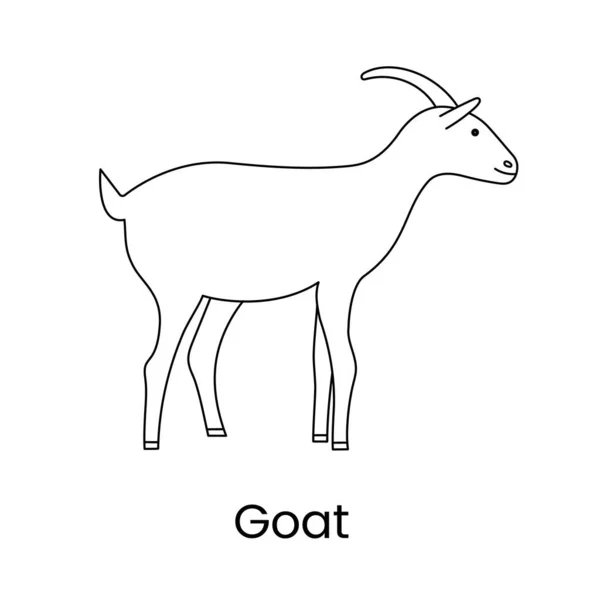 Goat Vector Line Icon Illustration Farm Animal — Stock vektor