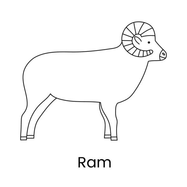 Ram Vector Line Icon Animal Illustration — Archivo Imágenes Vectoriales