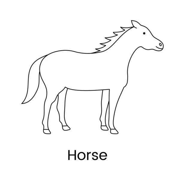 Horse Icon Vector Linear Illustration Wild Animal — Stok Vektör