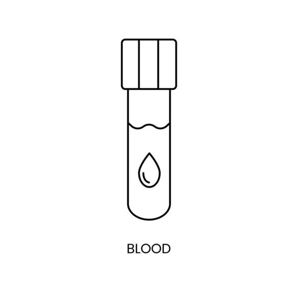 解析のための血液サンプリングのための試験管 生体材料の研究のためのフラスコ ベクトル内のラインアイコン — ストックベクタ