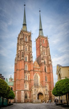 Gece, Wroc Katedrali'nde St. Johns? Ah, Polonya, Ostrow Tumski