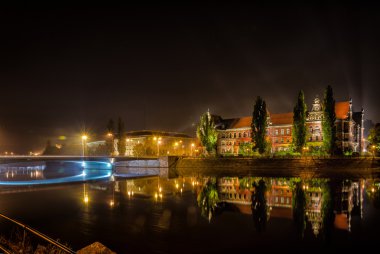 Gece, Wroc Katedrali'nde St. Johns? Ah, Polonya, Ostrow Tumski
