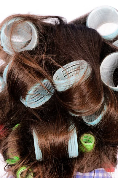 Кёрлинги в волосах — стоковое фото