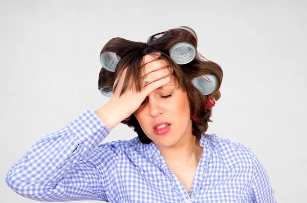 Housewife with headache — Stock Photo, Image