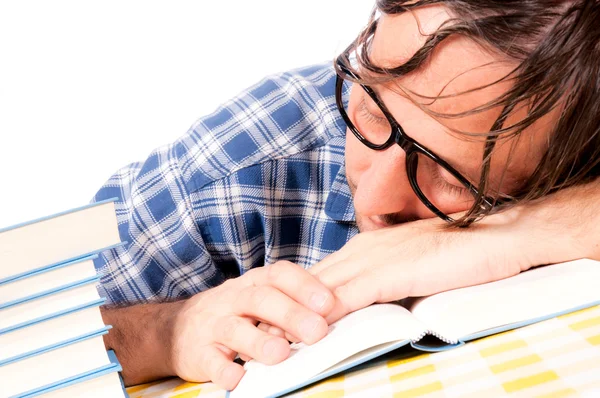 Man on books — Stock Photo, Image