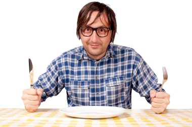 Man and plate clipart