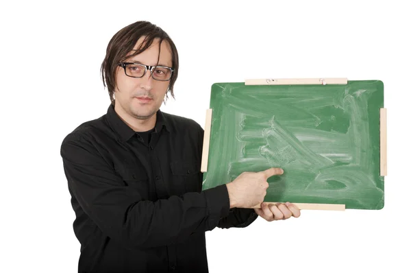 Man with green board — Stock Photo, Image