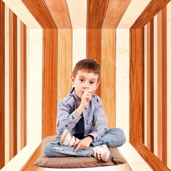 Kid in box — Stock Photo, Image