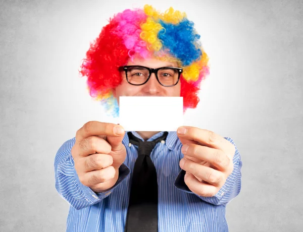 Clown with blank card — Stock Photo, Image