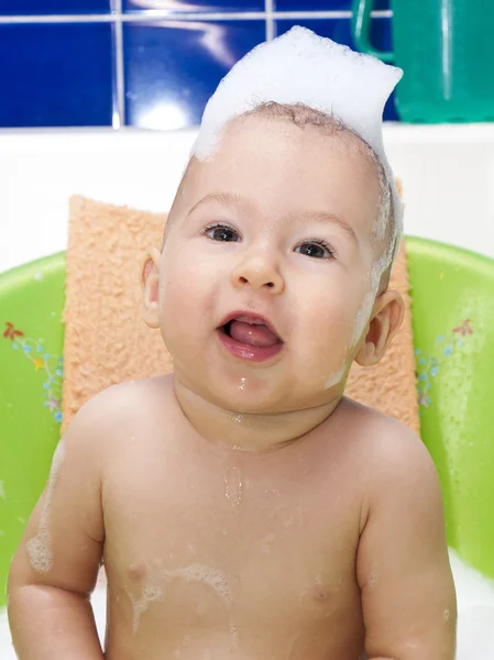 Baby with foam — Stock Photo, Image