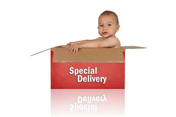 Baby in box — Stock Photo, Image