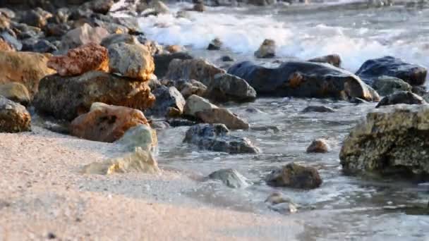 Море и скалы — стоковое видео