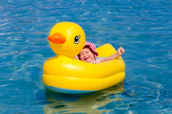 Happy baby in the boat — Stock Photo, Image