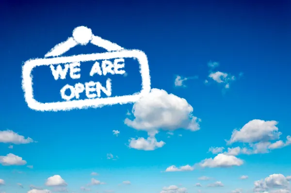 We zijn open. — Stockfoto