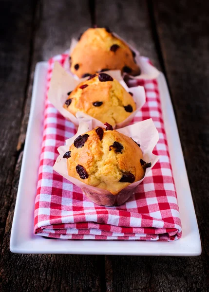 Sockerkaka och tranbär — Stockfoto