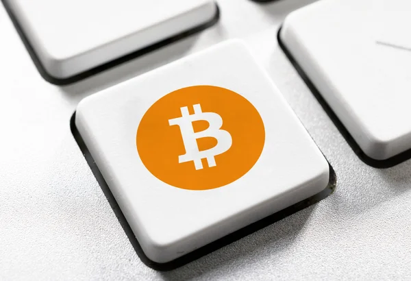 Кнопка Bitcoin — стоковое фото