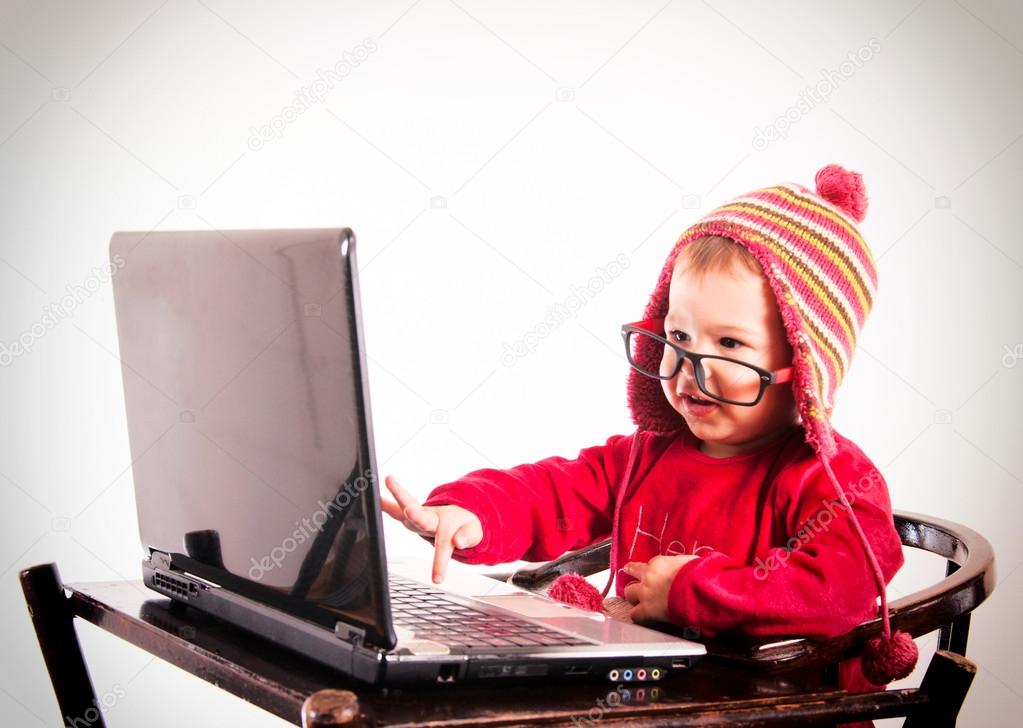 Baby typing on keyboard