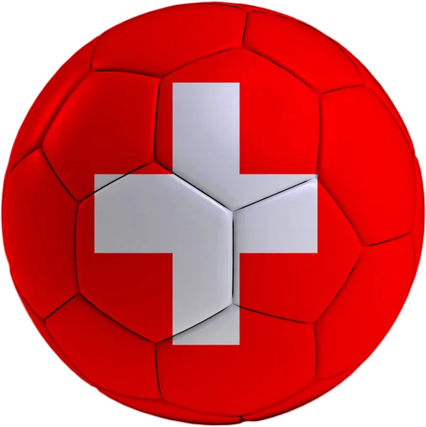 Ballon de football avec drapeau suisse — Photo