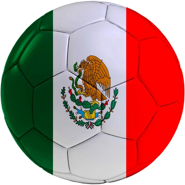 Pelota de fútbol con bandera mexicana — Foto de Stock