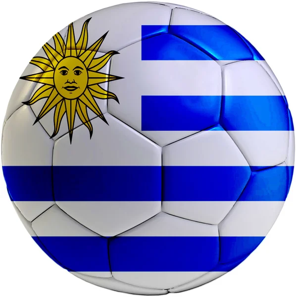 Pallone da calcio con bandiera uruguaiana — Foto Stock
