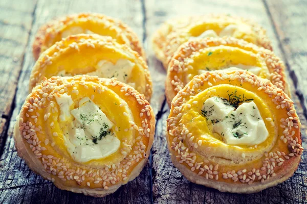 Golden pastry with cheese — Stock Photo, Image
