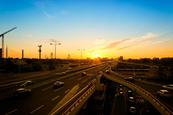 Sunset a dálnice — Stock fotografie