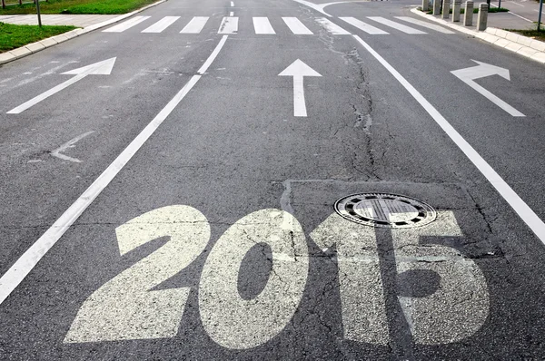 Strada a anno nuovo il 2015 con frecce — Foto Stock