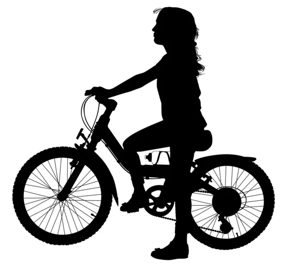 女の子オンバイク — ストックベクタ