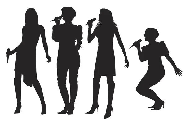 Girls with microphone — Stock Vector