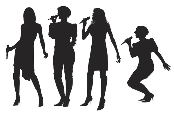 Filles avec microphone — Image vectorielle