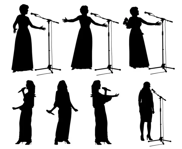 Filles avec microphone2 — Image vectorielle