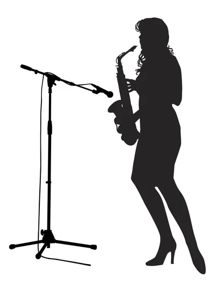 Girl saxophonist — Stock Vector