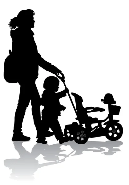 Мать с ребенком на прогулке — стоковый вектор