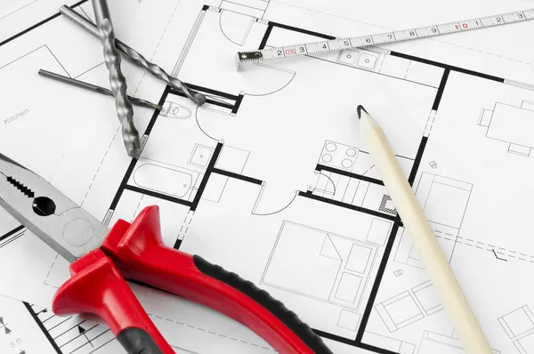 Construction Plan Tools — Stock Photo, Image