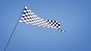 Damalı bayrak mavi gökyüzü ile düşük açılı