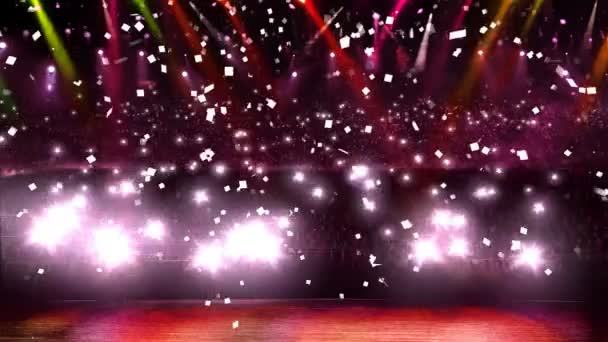 Concert rood licht confetti — Stockvideo