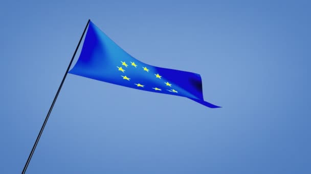 Euro flagi niski kąt — Wideo stockowe