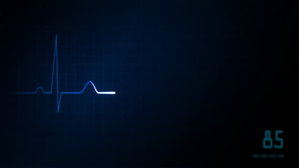 Heart EKG monitor blue — Stock Video