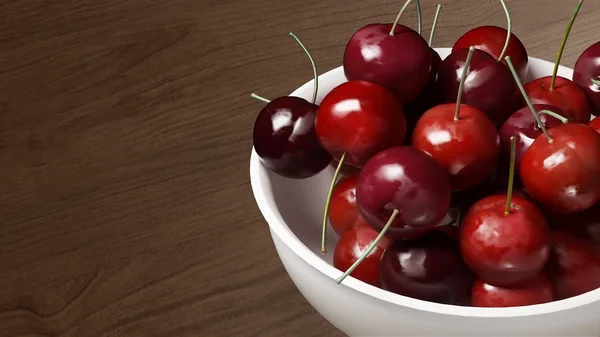 Fresh cherries with wood table 2 — Stock Photo, Image