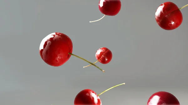 Fresh cherry falling down 3 — Stock Photo, Image