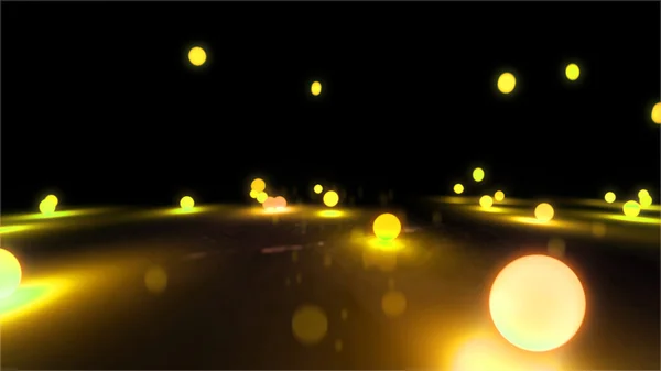Ouro saltando bolas de luz closeup — Fotografia de Stock